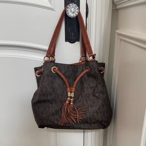 Michael Kors Dark Brown and Tan Shoulder Bag
